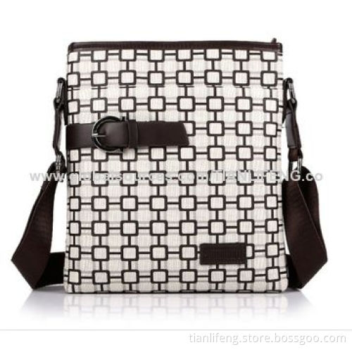 PU messenger travel shoulder bag for men, geometric pattern